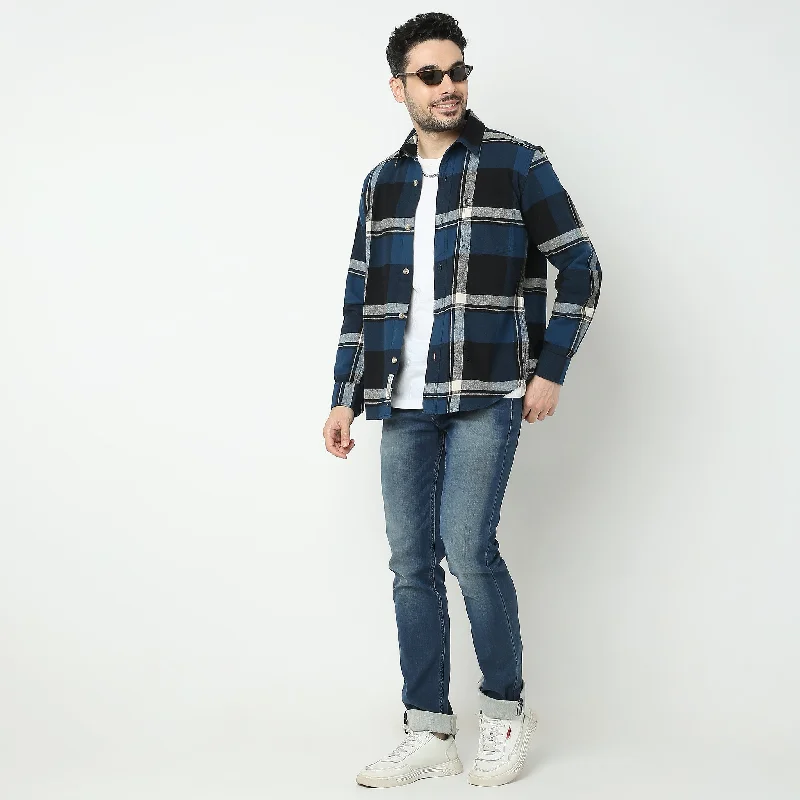Men's Embroidered Detail Casual Shirts in Beige for a Touch of EleganceRegular Fit Checkered Shirt Men's Embroidered Detail Casual Shirts in Beige for a Touch of EleganceRegular Fit Checkered Shirt