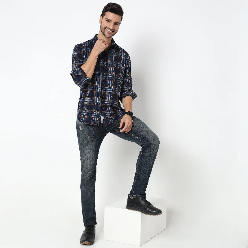 Men's Retro - Style Hawaiian Print Casual Shirts in Bold Patterns for a Tropical VacationCruiser® Authentic Indigo Regular Fit Shirt Classic Checks Perfect Denim Companion Men's Retro - Style Hawaiian Print Casual Shirts in Bold Patterns for a Tropical VacationCruiser® Authentic Indigo Regular Fit Shirt Classic Checks Perfect Denim Companion