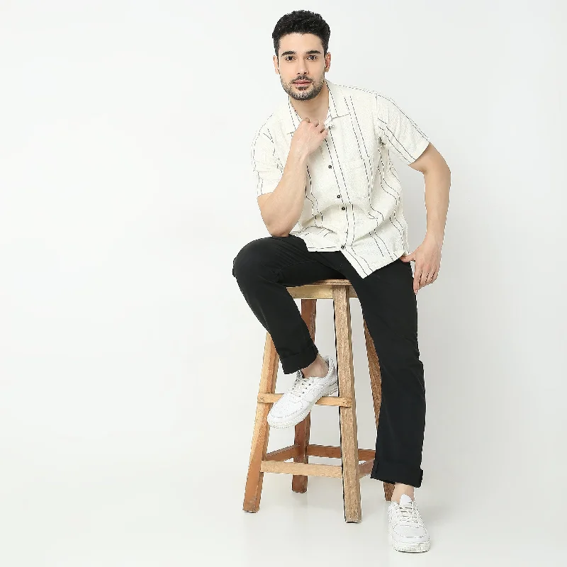 Men's Linen Blend Casual Shirts with Roll - Up Sleeves for a Summer Beach LookRegular Fit Striped Shirt Men's Linen Blend Casual Shirts with Roll - Up Sleeves for a Summer Beach LookRegular Fit Striped Shirt