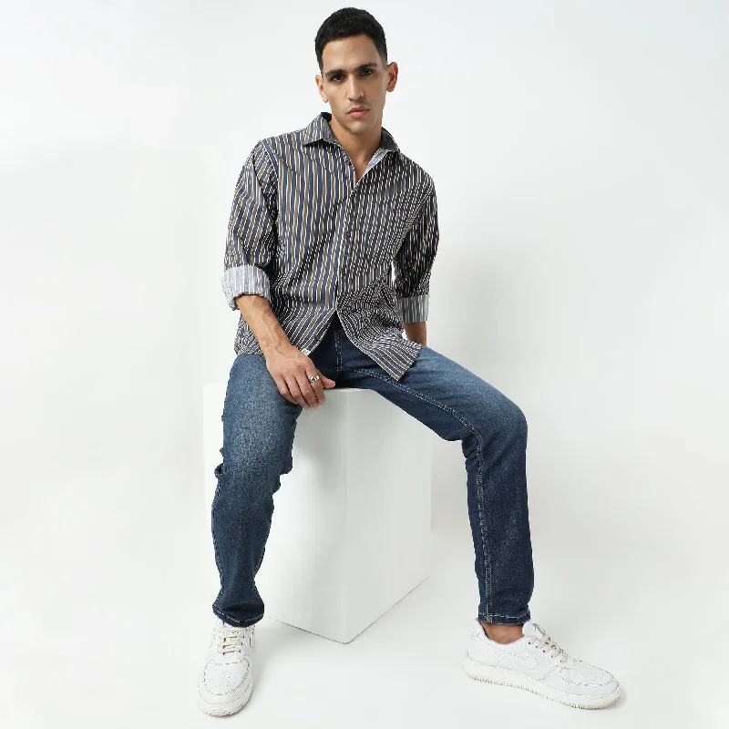 Men's Moisture - Wicking Performance Fabric Casual Shirts for Outdoor ActivitiesRegular Fit Striped Shirt Men's Moisture - Wicking Performance Fabric Casual Shirts for Outdoor ActivitiesRegular Fit Striped Shirt