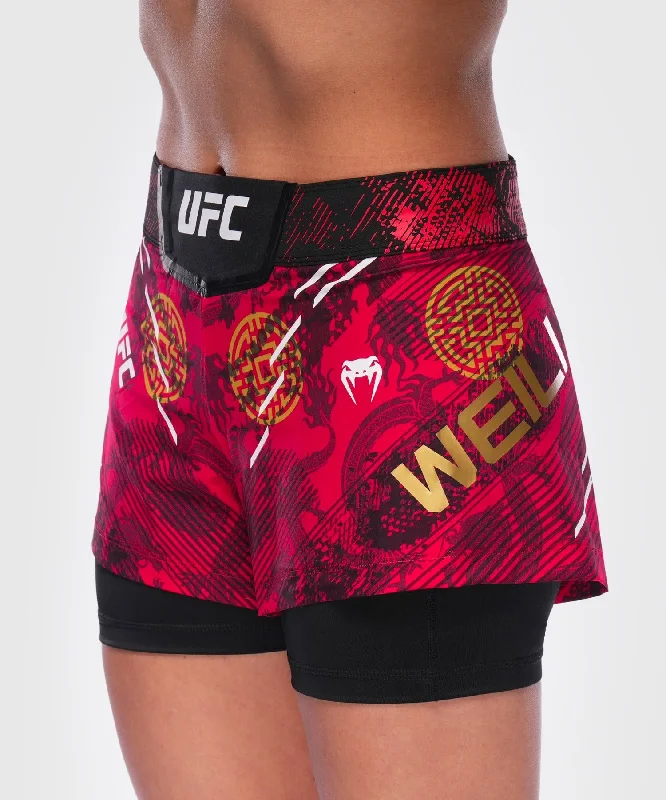 Men's wide - leg linen blend shorts for a relaxed beachside vibeShort de Combat UFC Adrenaline Unrivaled by Venum Weili Zhang - Rouge/Jaune/Noir Men's wide - leg linen blend shorts for a relaxed beachside vibeShort de Combat UFC Adrenaline Unrivaled by Venum Weili Zhang - Rouge/Jaune/Noir