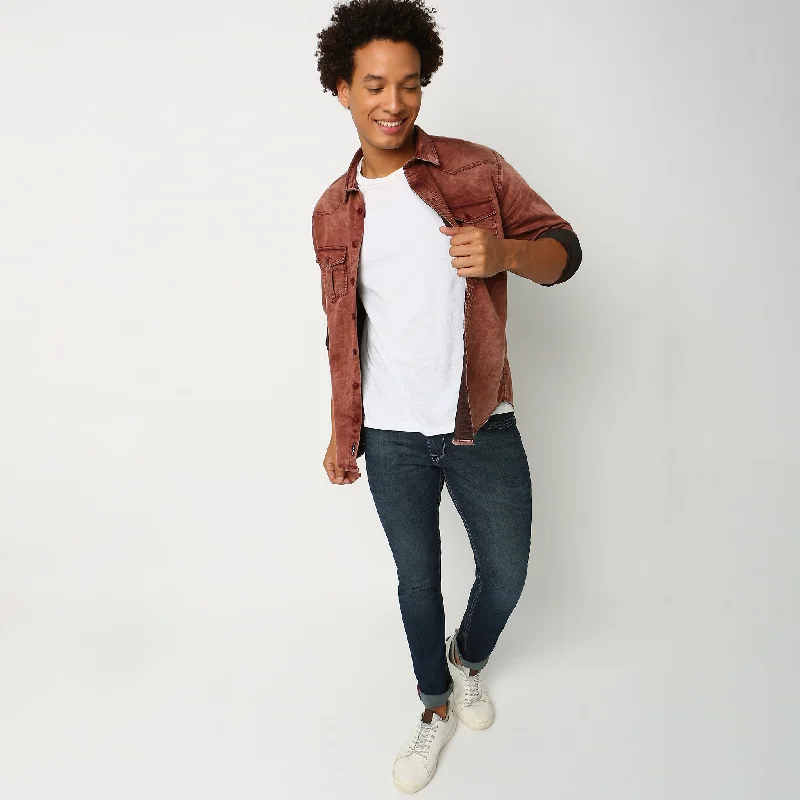 Men's Two - Tone Contrast Panel Casual Shirts in White and Navy for a Stylish and Eye - Catching DesignSlim Fit Solid Shirt Men's Two - Tone Contrast Panel Casual Shirts in White and Navy for a Stylish and Eye - Catching DesignSlim Fit Solid Shirt