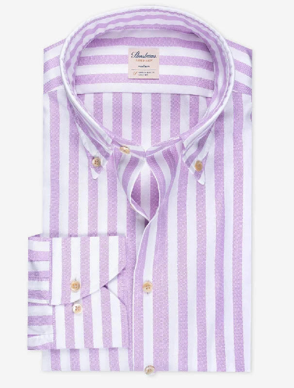 Men's Wrinkle - Resistant Polyester Blend Casual Shirts for Easy Travel and MaintenancePurple Barstripe Fitted Body Shirt Men's Wrinkle - Resistant Polyester Blend Casual Shirts for Easy Travel and MaintenancePurple Barstripe Fitted Body Shirt