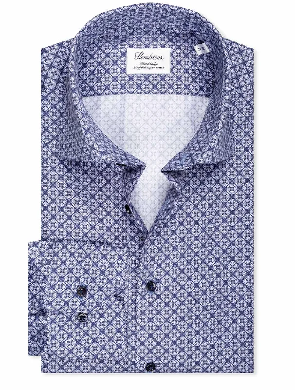 Men's Thermal - Lined Casual Shirts in Black for Added Warmth in Cold WeatherFitted Pattern Shirt Navy 141 Men's Thermal - Lined Casual Shirts in Black for Added Warmth in Cold WeatherFitted Pattern Shirt Navy 141