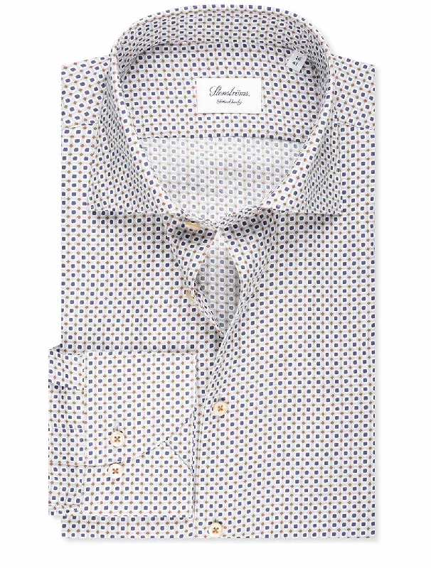 Men's Embroidered Detail Casual Shirts in Beige for a Touch of EleganceFitted Square Pattern Shirt Grey Men's Embroidered Detail Casual Shirts in Beige for a Touch of EleganceFitted Square Pattern Shirt Grey