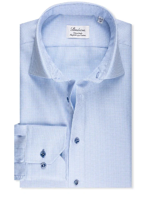 Men's Sustainable Recycled Material Casual Shirts for Eco - Conscious ConsumersHoundstooth Shirt Blue Men's Sustainable Recycled Material Casual Shirts for Eco - Conscious ConsumersHoundstooth Shirt Blue
