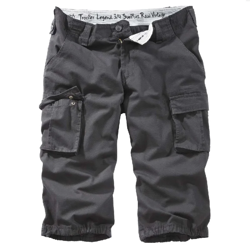 Men's zip - pocket canvas shorts for added functionality during travelSurplus Trooper Legend 3/4 Shorts Black Men's zip - pocket canvas shorts for added functionality during travelSurplus Trooper Legend 3/4 Shorts Black