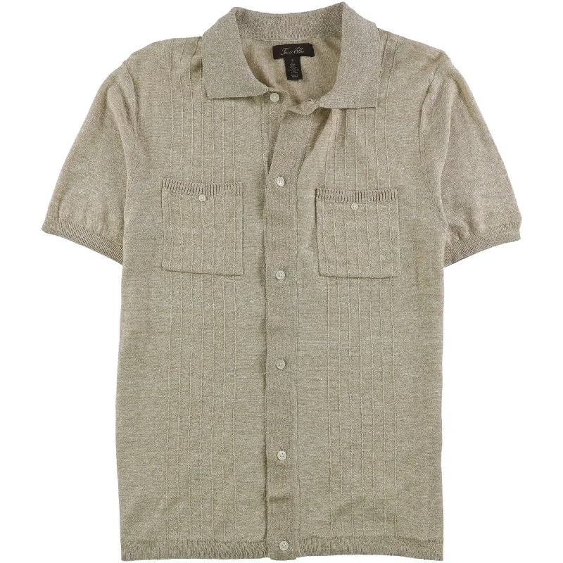 Men's Wrinkle - Resistant Polyester Blend Casual Shirts for Easy Travel and MaintenanceTasso Elba Mens Knit Pocket Button Up Shirt, Beige, Small Men's Wrinkle - Resistant Polyester Blend Casual Shirts for Easy Travel and MaintenanceTasso Elba Mens Knit Pocket Button Up Shirt, Beige, Small