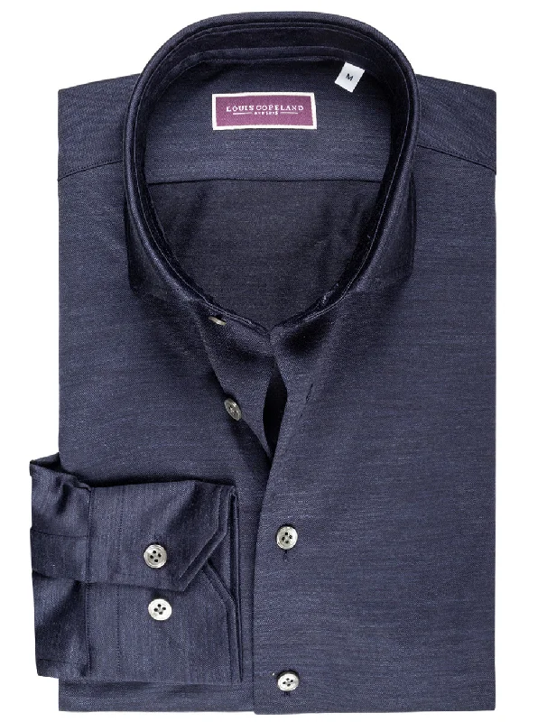 Men's Slim - Fit Printed Floral Casual Shirts in Pastel Colors for a Spring - Inspired VibeThe Wool Shirt Navy Men's Slim - Fit Printed Floral Casual Shirts in Pastel Colors for a Spring - Inspired VibeThe Wool Shirt Navy
