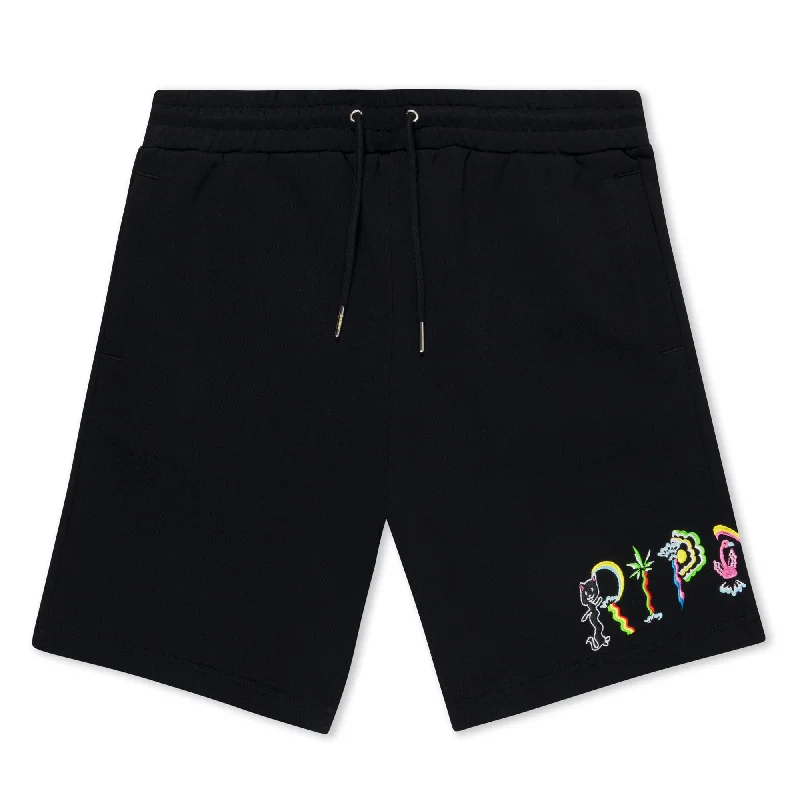 Men's distressed cotton shorts for a bohemian - inspired styleVenice Sweatshorts (Black) Men's distressed cotton shorts for a bohemian - inspired styleVenice Sweatshorts (Black)