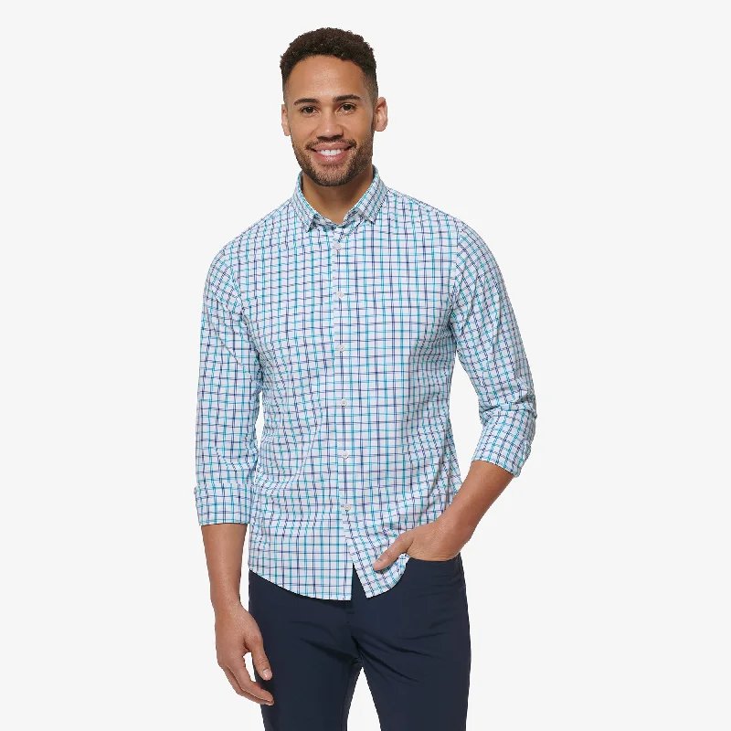 Plus Size Men's Striped Chambray Casual Shirts with a Spread Collar for a Preppy AppearanceWhite Windowpane Plus Size Men's Striped Chambray Casual Shirts with a Spread Collar for a Preppy AppearanceWhite Windowpane