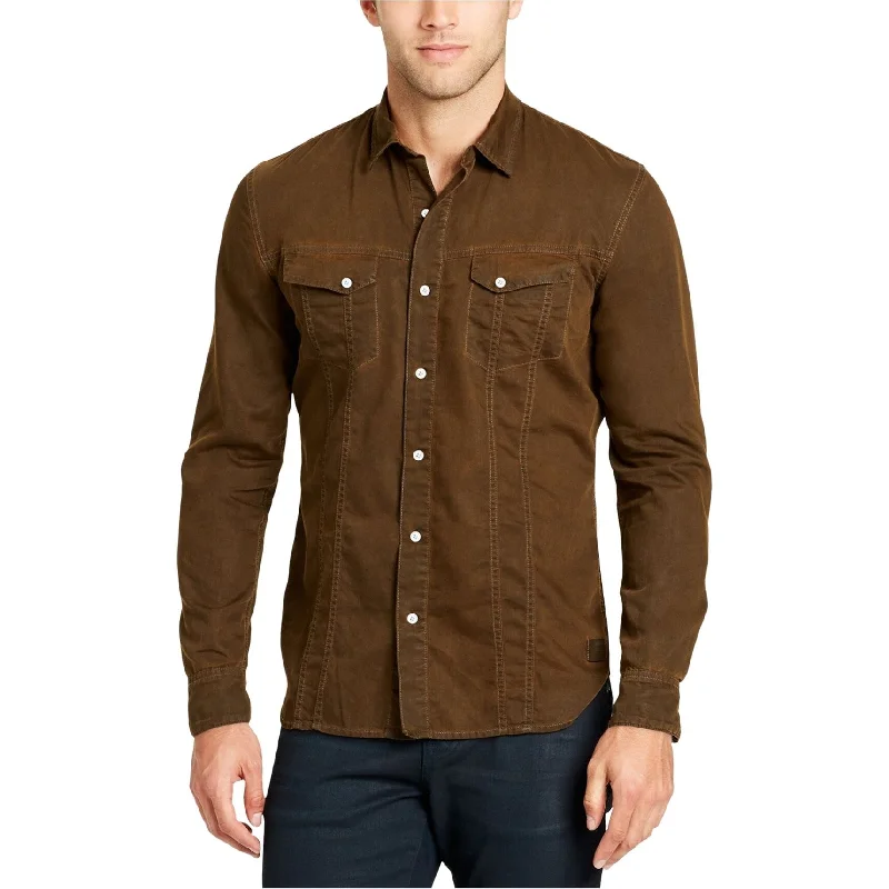 Men's Distressed Denim Casual Shirts with Frayed Edges for a Trendy and Rugged LookWilliam Rast Mens Dual Pocket Button Up Shirt, Brown, Medium Men's Distressed Denim Casual Shirts with Frayed Edges for a Trendy and Rugged LookWilliam Rast Mens Dual Pocket Button Up Shirt, Brown, Medium