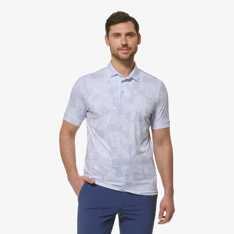 Men's Moisture - Wicking Performance Fabric Casual Shirts for Outdoor ActivitiesXenon Blue Patchwork Stripe Men's Moisture - Wicking Performance Fabric Casual Shirts for Outdoor ActivitiesXenon Blue Patchwork Stripe