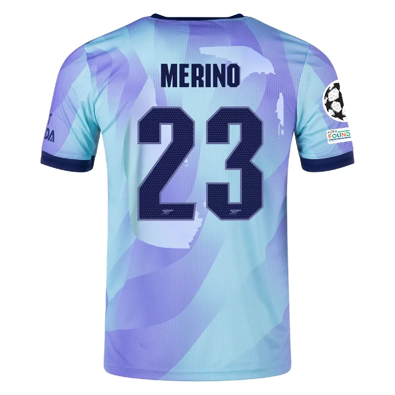 Men's Moisture - Wicking Golf Jerseys with UV Protection for Comfortable Rounds on the Courseadidas Arsenal Authentic Mikel Merino Third Jersey w/ Champions League Patches 24/25 (Clear Aqua/Light Flash Purple)