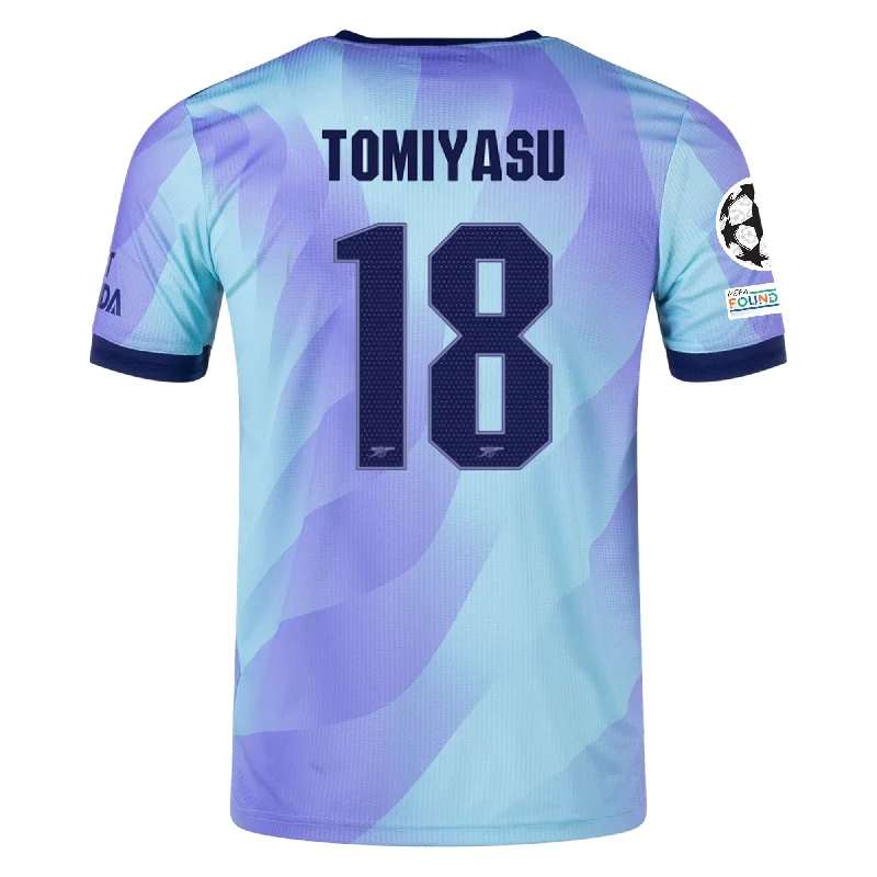 Men's Breathable Polyester Running Jerseys in Bright Neon Colors for High - Visibility Workoutsadidas Arsenal Authentic Takehiro Tomiyasu Third Jersey w/ Champions League Patches 24/25 (Clear Aqua/Light Flash Purple)