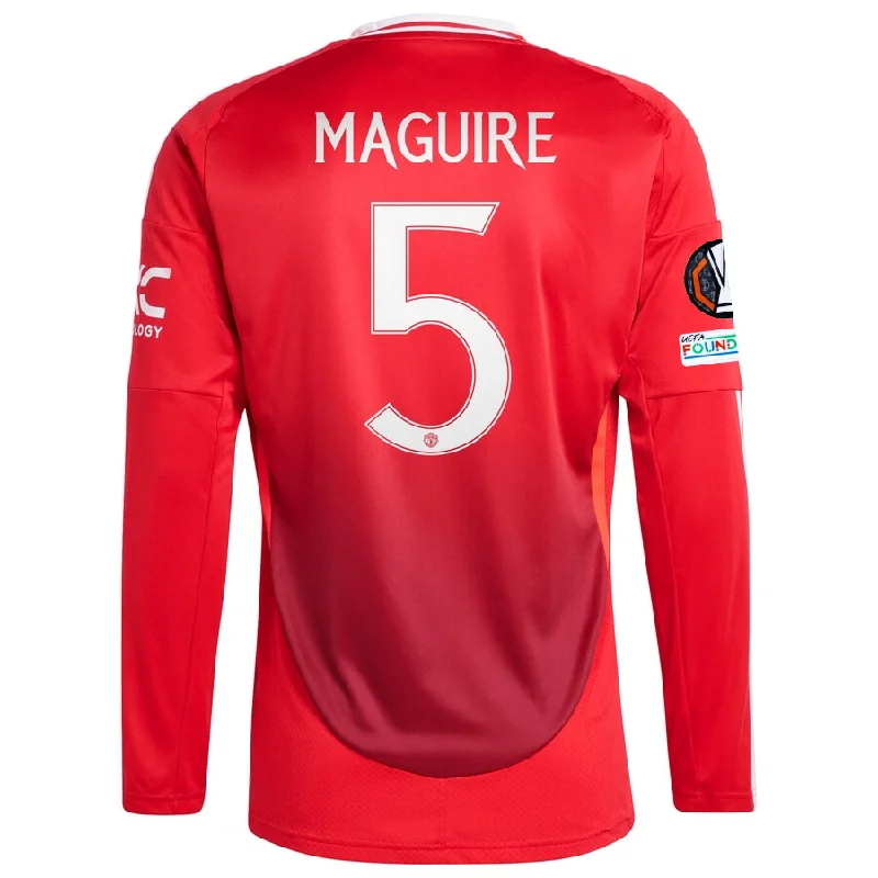 Men's Custom - Printed Baseball Jerseys with Player Names and Numbers for Personalized Styleadidas Manchester United Harry Maguire Long Sleeve Home Jersey w/ Europa League Patches 24/25 (Red)