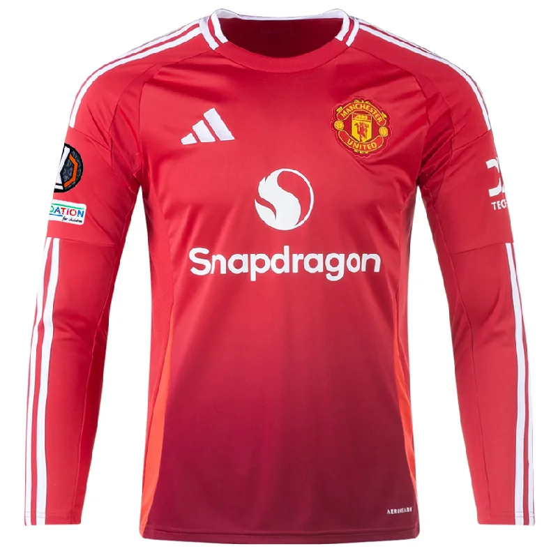 Men's Custom - Embroidered Volleyball Jerseys for Team Uniforms or Personalized Gearadidas Manchester United Long Sleeve Home Jersey w/ Europa League Patches 24/25 (Red)