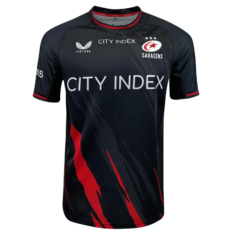 Men's Cycling Jerseys with Reflective Stripes for Safe and Stylish Rides at NightSaracens Home Jersey 23/24 by Castore Men's Cycling Jerseys with Reflective Stripes for Safe and Stylish Rides at NightSaracens Home Jersey 23/24 by Castore