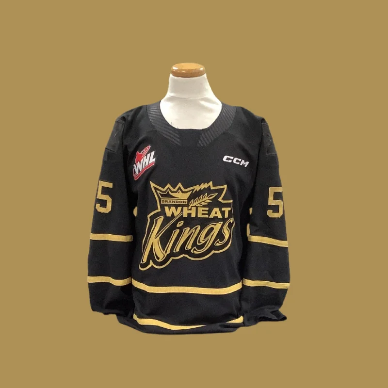Men's Retro Hockey Jerseys with Classic Stripes and Logos for a Nostalgic Hockey AestheticGame Used Black Jersey22/23 - #5 Men's Retro Hockey Jerseys with Classic Stripes and Logos for a Nostalgic Hockey AestheticGame Used Black Jersey22/23 - #5