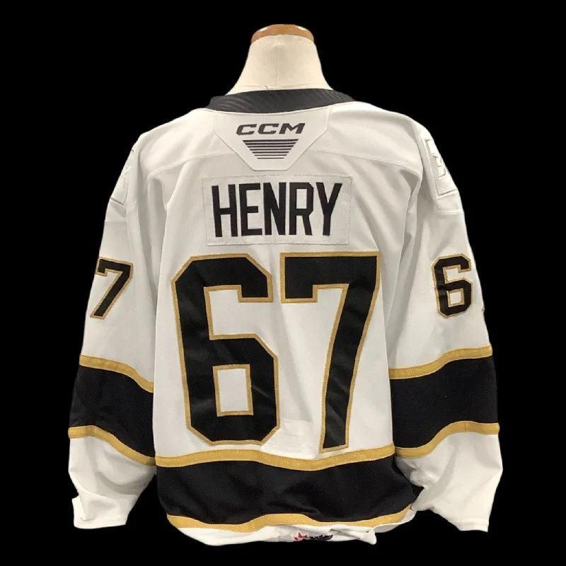 Men's Moisture - Wicking Lacrosse Jerseys with Mesh Panels for Optimal Performance on the FieldGame Used White Jersey 2023/24 #67 Henry