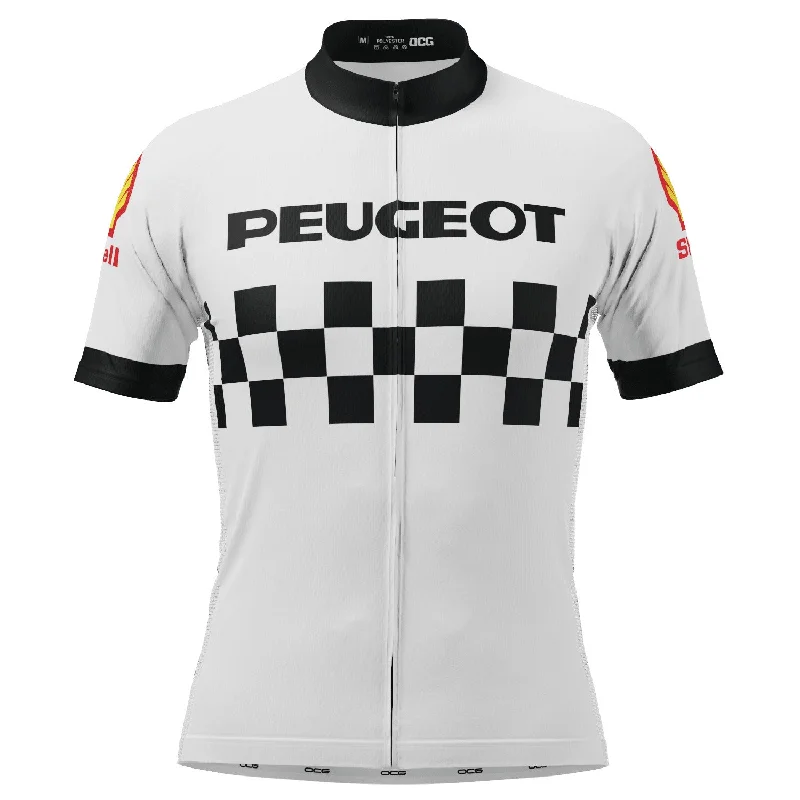 Men's Cycling Jerseys with Reflective Stripes for Safe and Stylish Rides at NightMens Peugeot Shell Retro1983 Short Sleeve Cycling Jersey