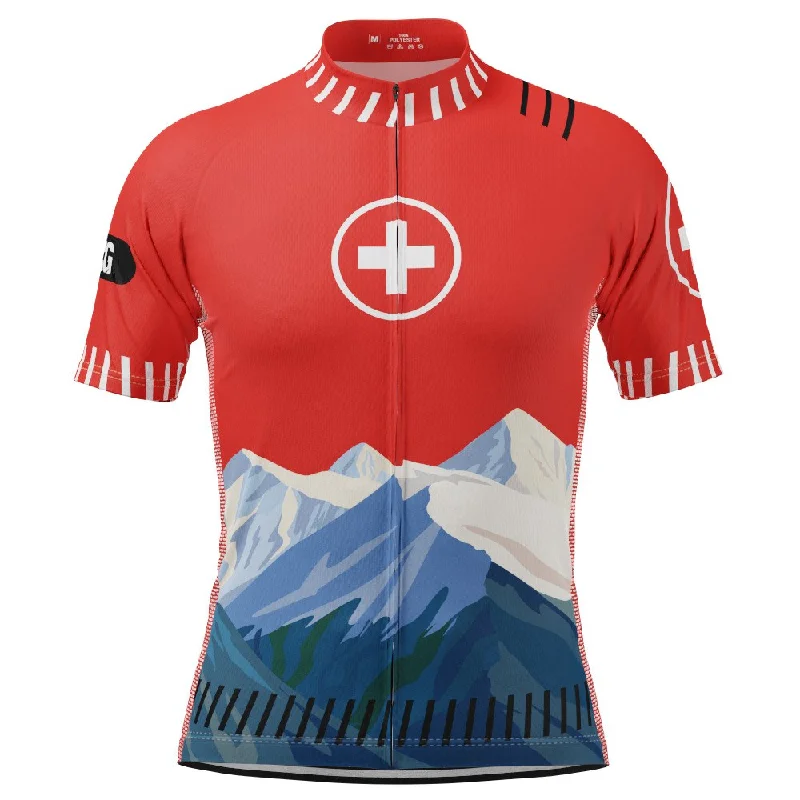 Men's Cycling Jerseys with Reflective Stripes for Safe and Stylish Rides at NightMen's Swiss Alps Switzerland Short Sleeve Cycling Jersey Men's Cycling Jerseys with Reflective Stripes for Safe and Stylish Rides at NightMen's Swiss Alps Switzerland Short Sleeve Cycling Jersey