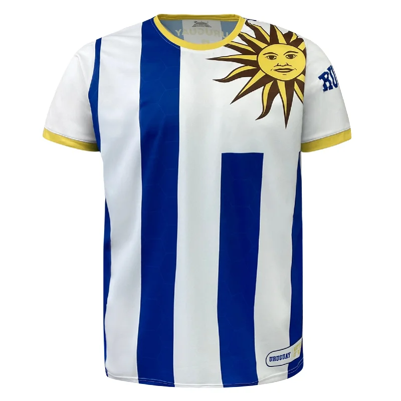 Men's Moisture - Wicking Golf Jerseys with UV Protection for Comfortable Rounds on the CourseNations of Rugby Uruguay Rugby Sevens Flag Jersey Men's Moisture - Wicking Golf Jerseys with UV Protection for Comfortable Rounds on the CourseNations of Rugby Uruguay Rugby Sevens Flag Jersey