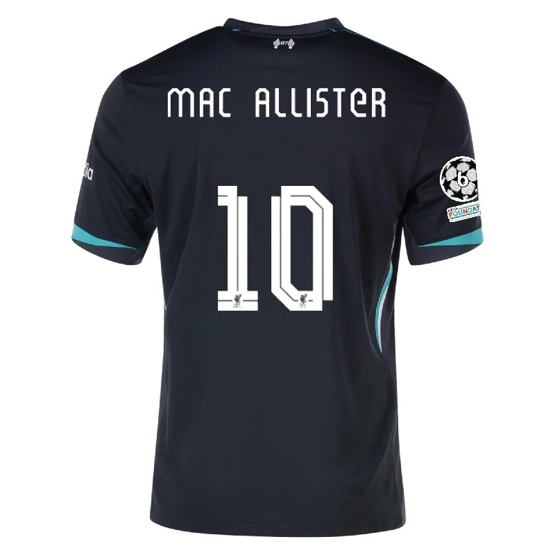 Men's Cycling Jerseys with Reflective Stripes for Safe and Stylish Rides at NightNike Liverpool Alex Mac Allister Away Jersey w/ Champions League Patches 24/25 (Night Forest/Washed Teal)