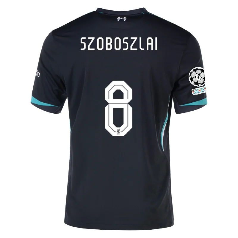 Men's Breathable Polyester Running Jerseys in Bright Neon Colors for High - Visibility WorkoutsNike Liverpool Dominik Szoboszlai Away Jersey w/ Champions League Patches 24/25 (Night Forest/Washed Teal)