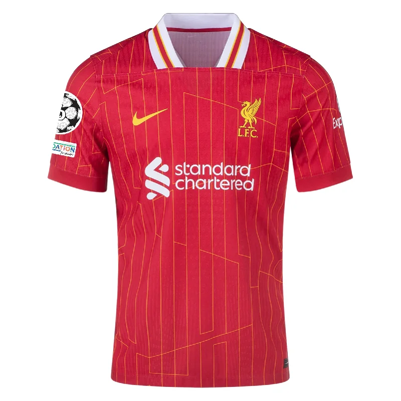 Men's Retro Hockey Jerseys with Classic Stripes and Logos for a Nostalgic Hockey AestheticNike Liverpool Match Authentic Home Jersey w/ Champions League Patches 24/25 (Gym Red/Chrome Yellow)