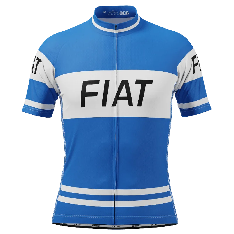 Men's Cycling Jerseys with Reflective Stripes for Safe and Stylish Rides at NightMen's Retro FIAT France Team Short Sleeve Cycling Jersey