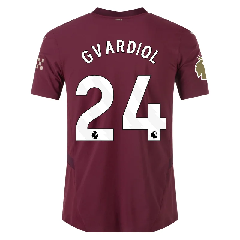 Men's Custom - Printed Baseball Jerseys with Player Names and Numbers for Personalized StylePuma Manchester City Authentic Joško Gvardiol Third Jersey w/ EPL + Club World Cup Patch 24/25 (Dark Jasper)