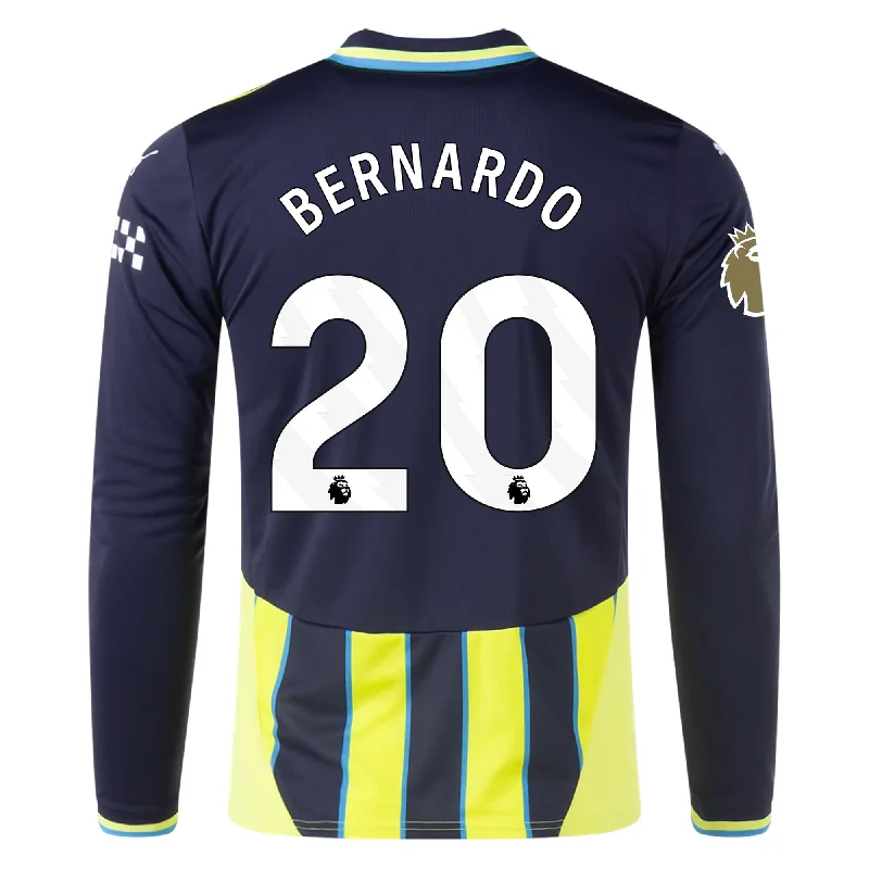Men's Football Jerseys with Embroidered Club Badges for a Premium and Authentic AppealPuma Manchester City Bernardo Silva Long Sleeve Away Jersey w/ EPL + Club World Cup Patch 24/25 (New Navy/Yellow Glow)