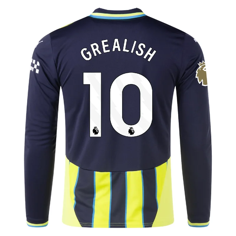 Men's Custom - Printed Baseball Jerseys with Player Names and Numbers for Personalized StylePuma Manchester City Jack Grealish Long Sleeve Away Jersey w/ EPL + Club World Cup Patch 24/25 (New Navy/Yellow Glow) Men's Custom - Printed Baseball Jerseys with Player Names and Numbers for Personalized StylePuma Manchester City Jack Grealish Long Sleeve Away Jersey w/ EPL + Club World Cup Patch 24/25 (New Navy/Yellow Glow)