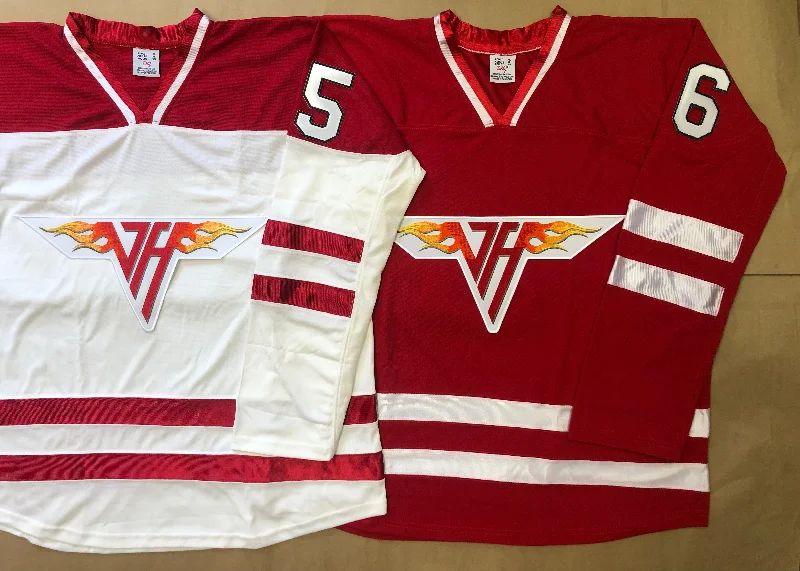 Men's Retro Soccer Jerseys of Famous Clubs from the 90s for Nostalgic Football EnthusiastsRed and White Hockey Jerseys with a Van Halen Embroidered Twill Logo Men's Retro Soccer Jerseys of Famous Clubs from the 90s for Nostalgic Football EnthusiastsRed and White Hockey Jerseys with a Van Halen Embroidered Twill Logo
