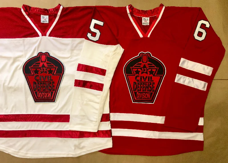Men's Authentic Soccer Jerseys of National Teams for International Football EventsRed and White Hockey Jerseys with the 13th Civil Defense Division Twill Logo Men's Authentic Soccer Jerseys of National Teams for International Football EventsRed and White Hockey Jerseys with the 13th Civil Defense Division Twill Logo