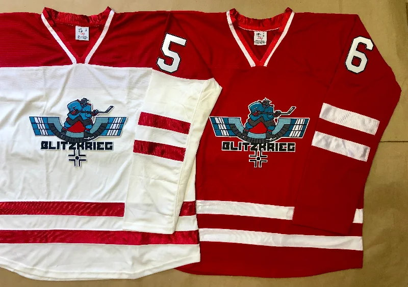 Men's Authentic Soccer Jerseys of National Teams for International Football EventsRed and White Hockey Jerseys with the Blitzkrieg Twill Logo Men's Authentic Soccer Jerseys of National Teams for International Football EventsRed and White Hockey Jerseys with the Blitzkrieg Twill Logo
