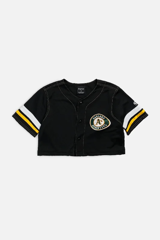 Men's Cycling Jerseys with Reflective Stripes for Safe and Stylish Rides at NightRework Crop Oakland Athletic NCAA Baseball Jersey - XS
