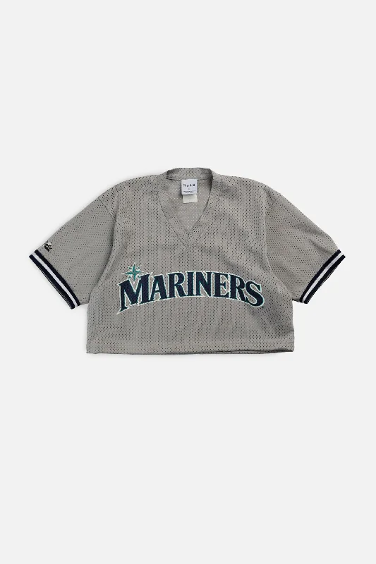 Men's Custom - Embroidered Volleyball Jerseys for Team Uniforms or Personalized GearRework Crop Seattle Mariners MLB Jersey - L Men's Custom - Embroidered Volleyball Jerseys for Team Uniforms or Personalized GearRework Crop Seattle Mariners MLB Jersey - L