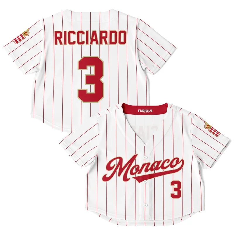 Men's Limited - Edition Cricket Jerseys Commemorating Historic Matches for Die - Hard Cricket LoversRicciardo - Monaco Crop Top Jersey Men's Limited - Edition Cricket Jerseys Commemorating Historic Matches for Die - Hard Cricket LoversRicciardo - Monaco Crop Top Jersey