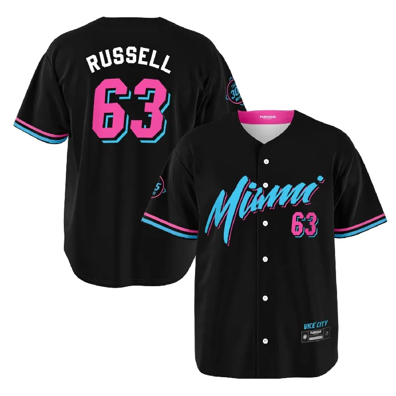 Men's Throwback Rugby Jerseys of Historic Matches and Teams for Rugby History BuffsRussell - Vice City Jersey Men's Throwback Rugby Jerseys of Historic Matches and Teams for Rugby History BuffsRussell - Vice City Jersey