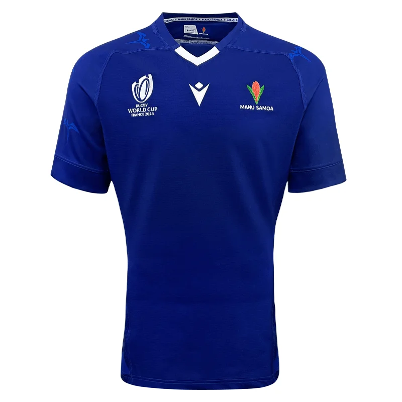 Men's Breathable Polyester Running Jerseys in Bright Neon Colors for High - Visibility WorkoutsSamoa RWC23 Authentic Matchday Home Jersey by Macron Men's Breathable Polyester Running Jerseys in Bright Neon Colors for High - Visibility WorkoutsSamoa RWC23 Authentic Matchday Home Jersey by Macron
