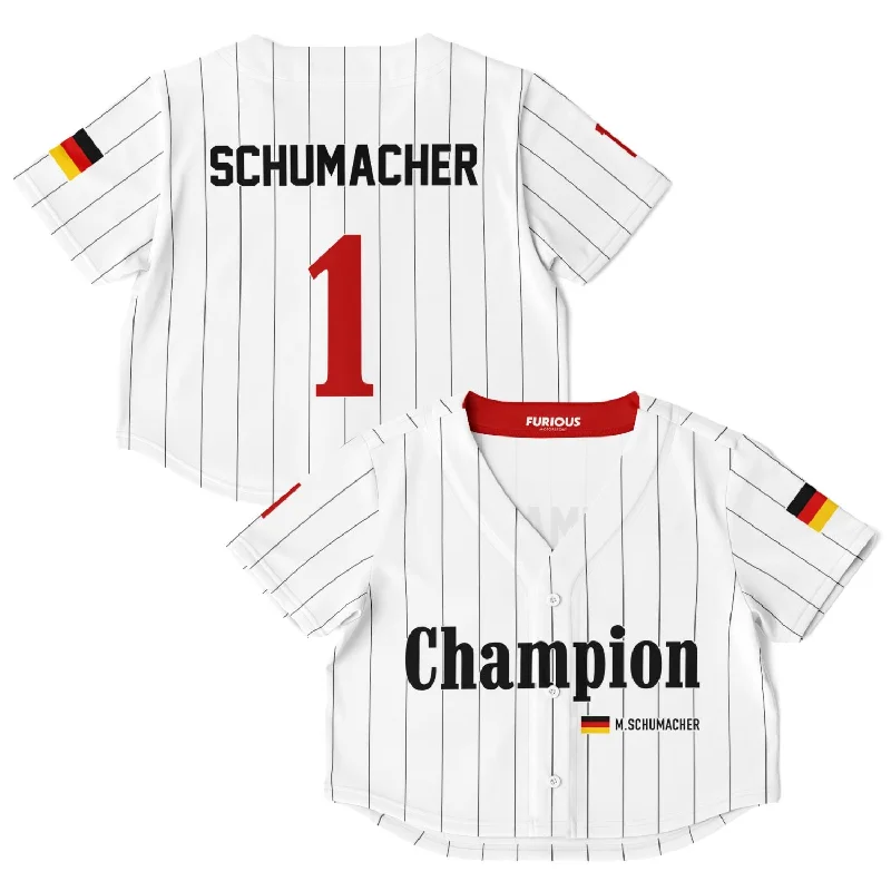 Men's Retro Soccer Jerseys of Famous Clubs from the 90s for Nostalgic Football EnthusiastsSchumacher - Pinstripe Crop Top Jersey Men's Retro Soccer Jerseys of Famous Clubs from the 90s for Nostalgic Football EnthusiastsSchumacher - Pinstripe Crop Top Jersey