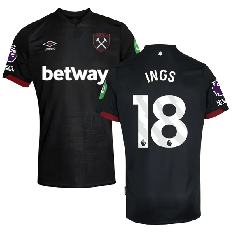 Men's Limited - Release American Football Jerseys of Rookie Stars for Early Adopters and FansUmbro West Ham Danny Ings Away Jersey w/ EPL + No Room For Racism Patches 24/25 (Black) Men's Limited - Release American Football Jerseys of Rookie Stars for Early Adopters and FansUmbro West Ham Danny Ings Away Jersey w/ EPL + No Room For Racism Patches 24/25 (Black)