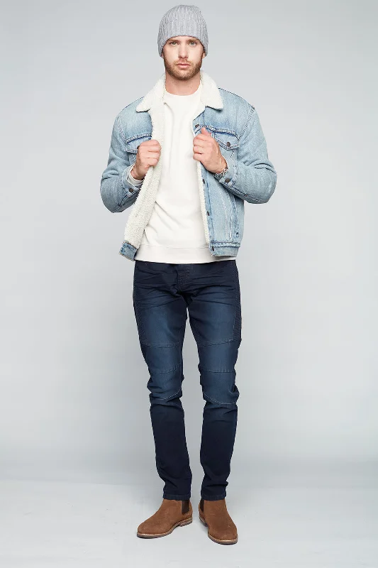 Men's Jeans with a Frayed Hem for a Casual and Effortless Style5 Pocket Slim Fit Jeans - Blue Black Wash Men's Jeans with a Frayed Hem for a Casual and Effortless Style5 Pocket Slim Fit Jeans - Blue Black Wash
