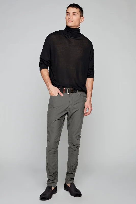 Men's High - Waisted Jeans in a Medium Wash for a Vintage - Style Revival5 Pocket Slim Fit Pants - Charcoal