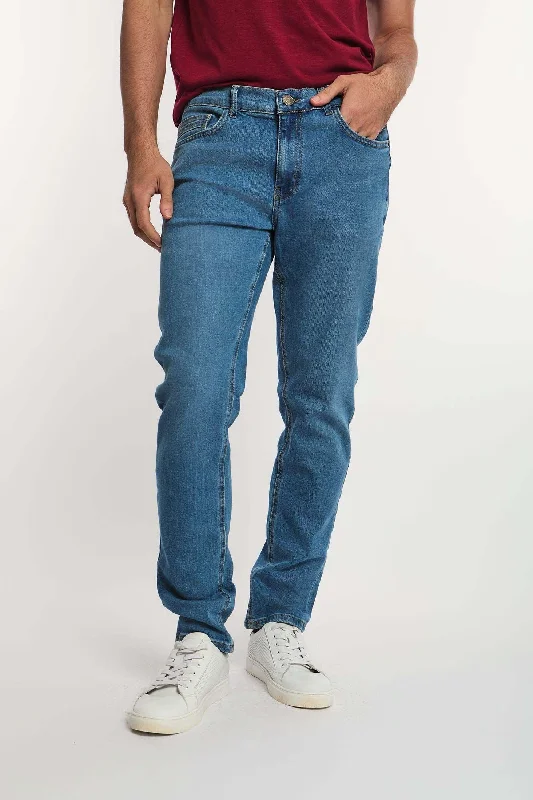 Men's Slim Fit Stretch Jeans in Dark Wash for a Modern and Comfortable LookDenim