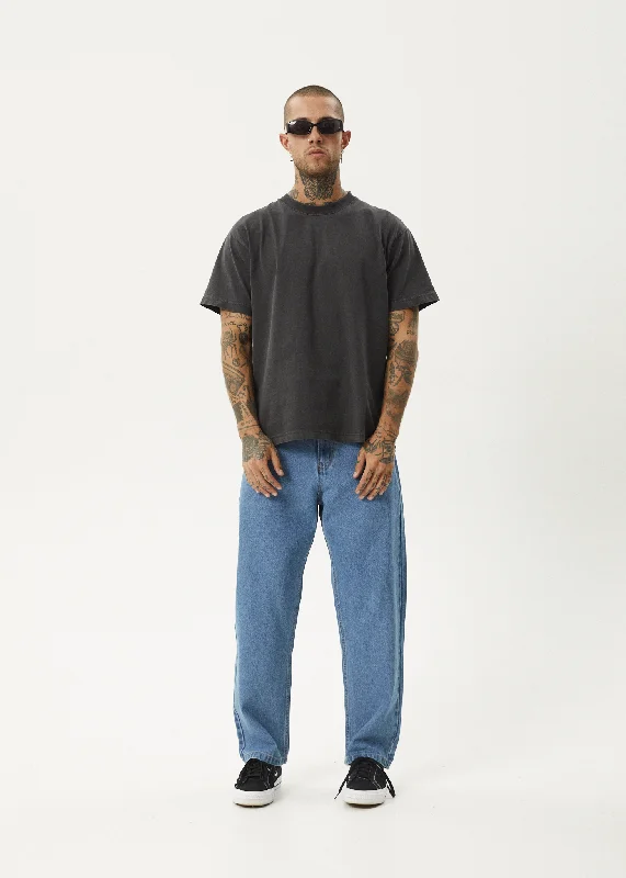 Men's Jeans with a Button - Fly for a Traditional and Classic AestheticAFENDS Mens Ninety Two's - Denim Relaxed Jeans - Worn Blue Men's Jeans with a Button - Fly for a Traditional and Classic AestheticAFENDS Mens Ninety Two's - Denim Relaxed Jeans - Worn Blue