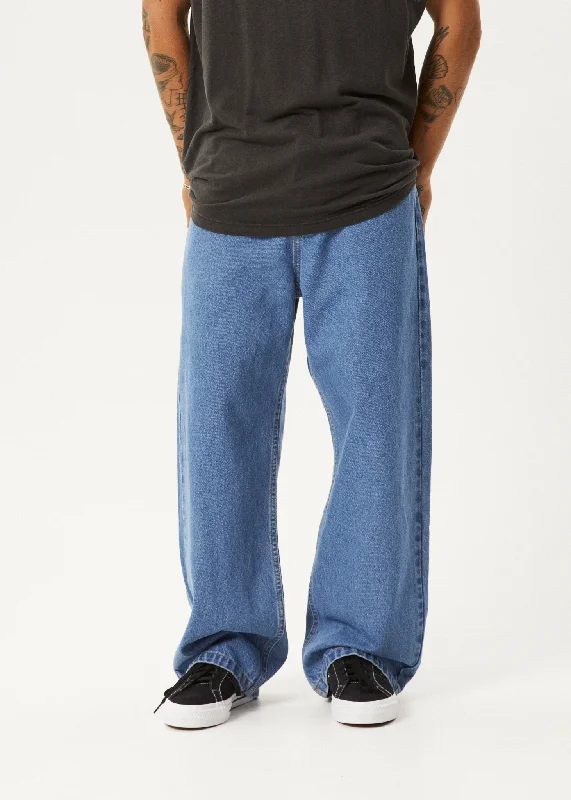 Men's Cargo Jeans with Multiple Pockets for a Practical and Outdoor - Friendly LookAFENDS Mens Pablo - Denim Baggy Fit Jean - Worn Blue Men's Cargo Jeans with Multiple Pockets for a Practical and Outdoor - Friendly LookAFENDS Mens Pablo - Denim Baggy Fit Jean - Worn Blue