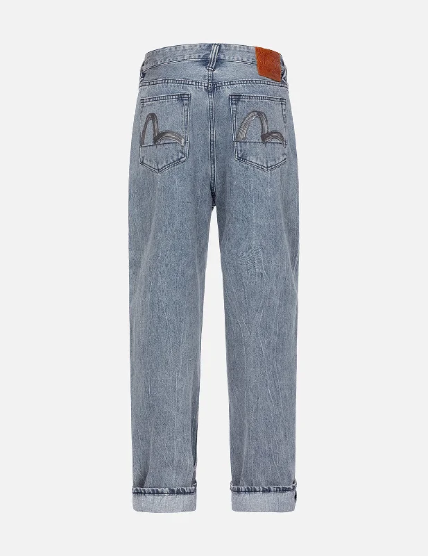 Men's Jeans with an Elastic Waistband for Ultimate ComfortBrush Seagull Print Fashion Loose Fit Jeans Men's Jeans with an Elastic Waistband for Ultimate ComfortBrush Seagull Print Fashion Loose Fit Jeans